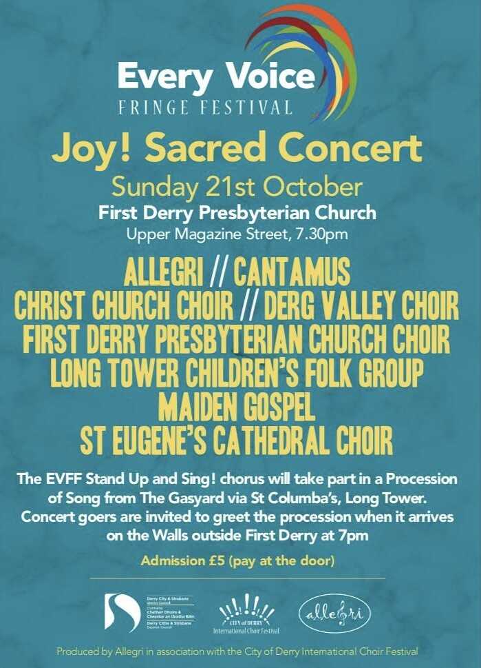 'Joy! Sacred Concert' - An evening of sacred music from local community and church choirs - Sunday 21st October 2018